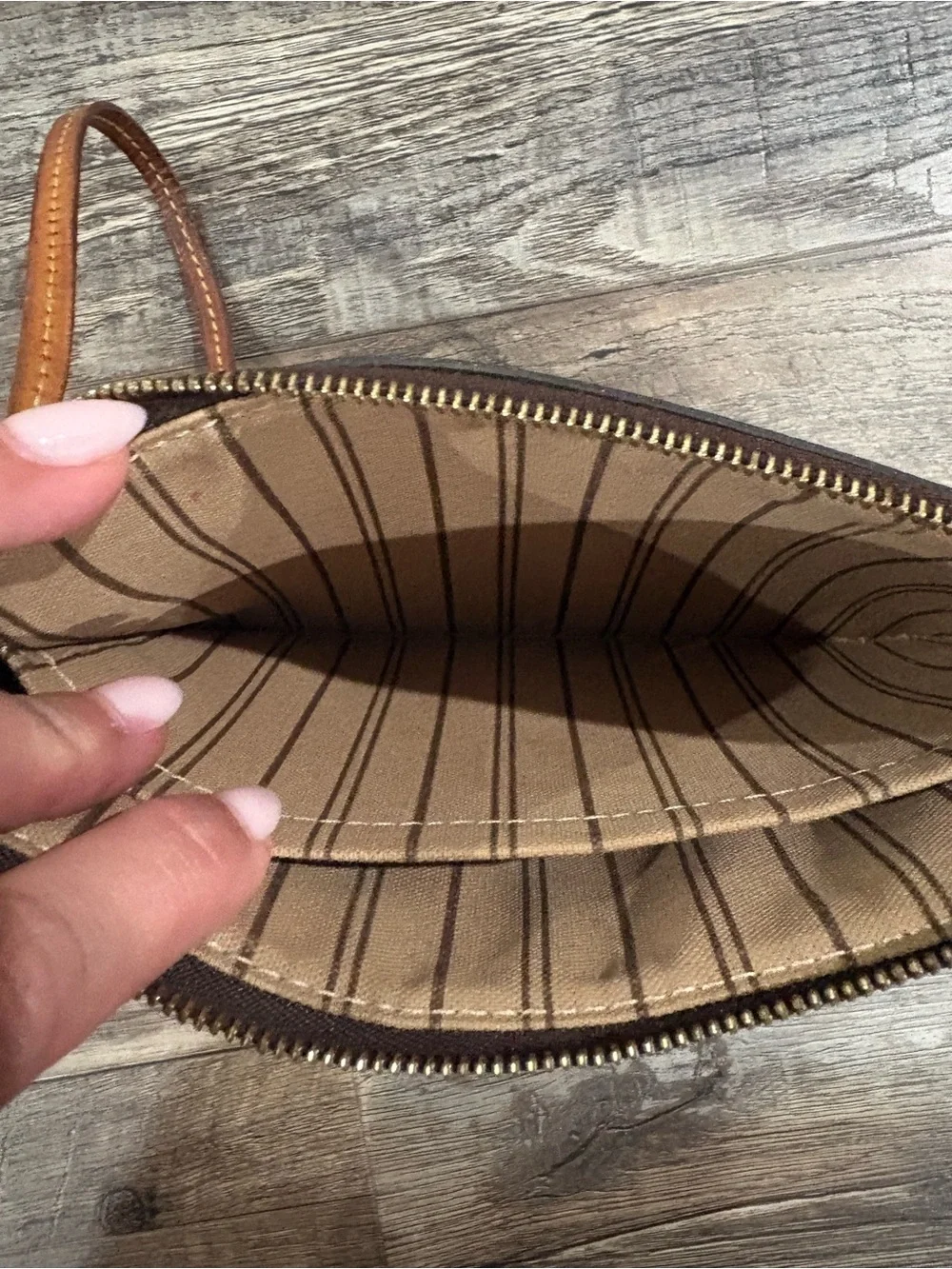 Louis Vuitton Monogram Canvas Wristlet Pouch in Brown and Tan